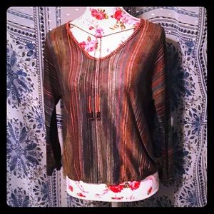 🧶EUC JOHN PAUL RICHARD BEADED TIE STRIPE TOP